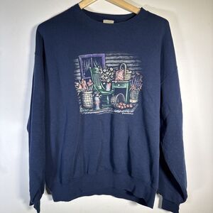 Famous Sportswear Vtg Country Grandma Crewneck Sweatshirt Sz XL Blue